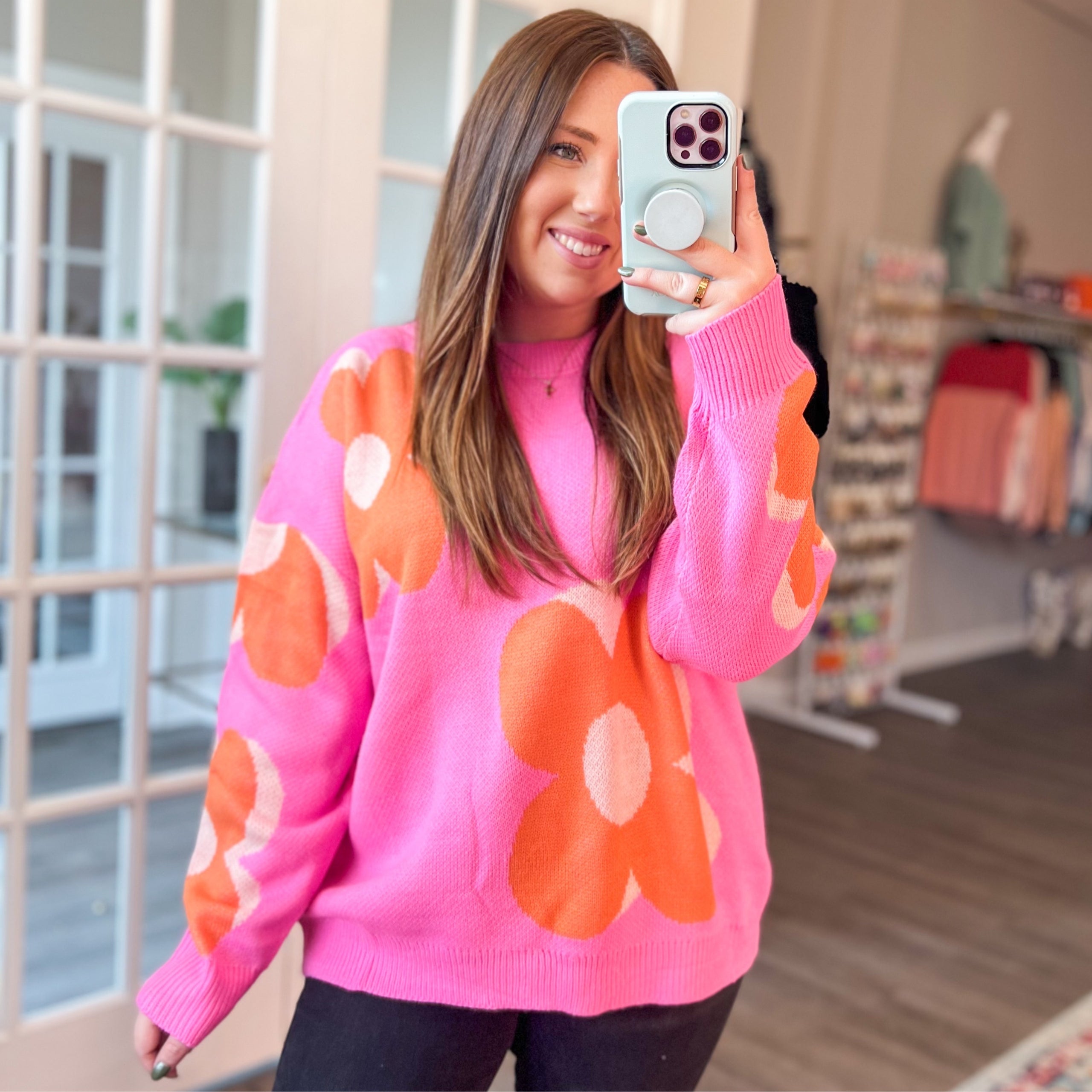 Pink and orange jumper shop